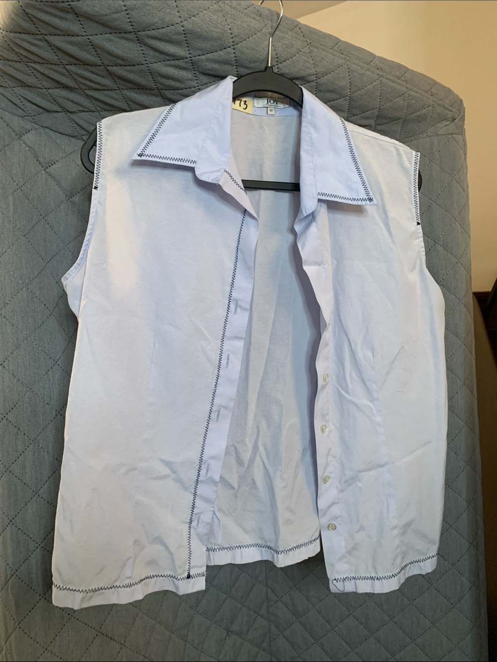 Light Blue Sleeveless Button-Front Shirt Jacket